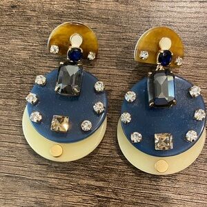 J. Crew Blue and Gold Crystal Earrings
